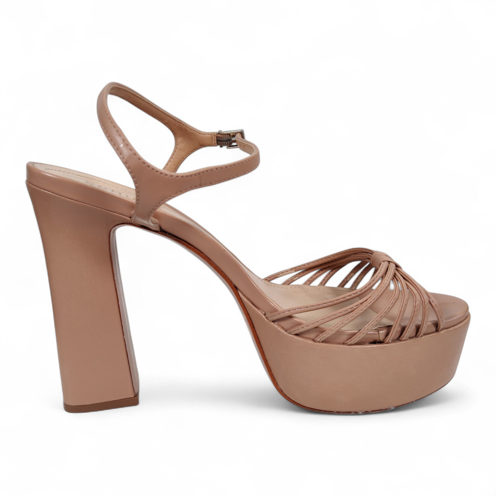 Schutz Yanna Platform Sandals Womens 10 Tan Leather Strappy Block Heel
